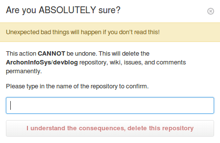github confirmation dialog